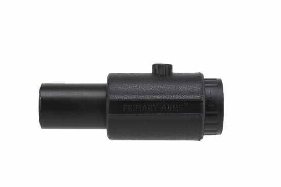 The Primary Arms LER 3X red dot magnifier features a 30mm tube diameter